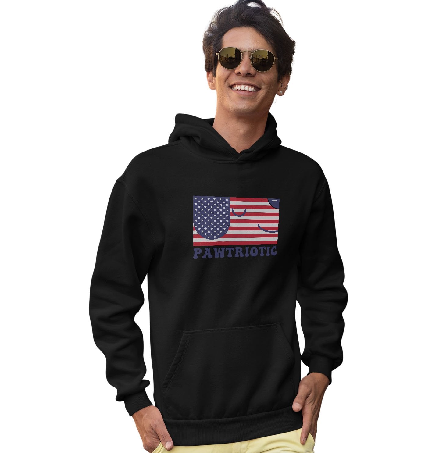 Pawtriotic Flag Dog - Adult Unisex Hoodie Sweatshirt