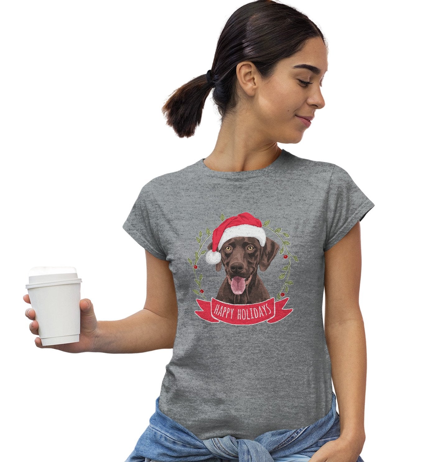 Happy Holidays Chocolate Lab - Women's Fitted T-Shirt