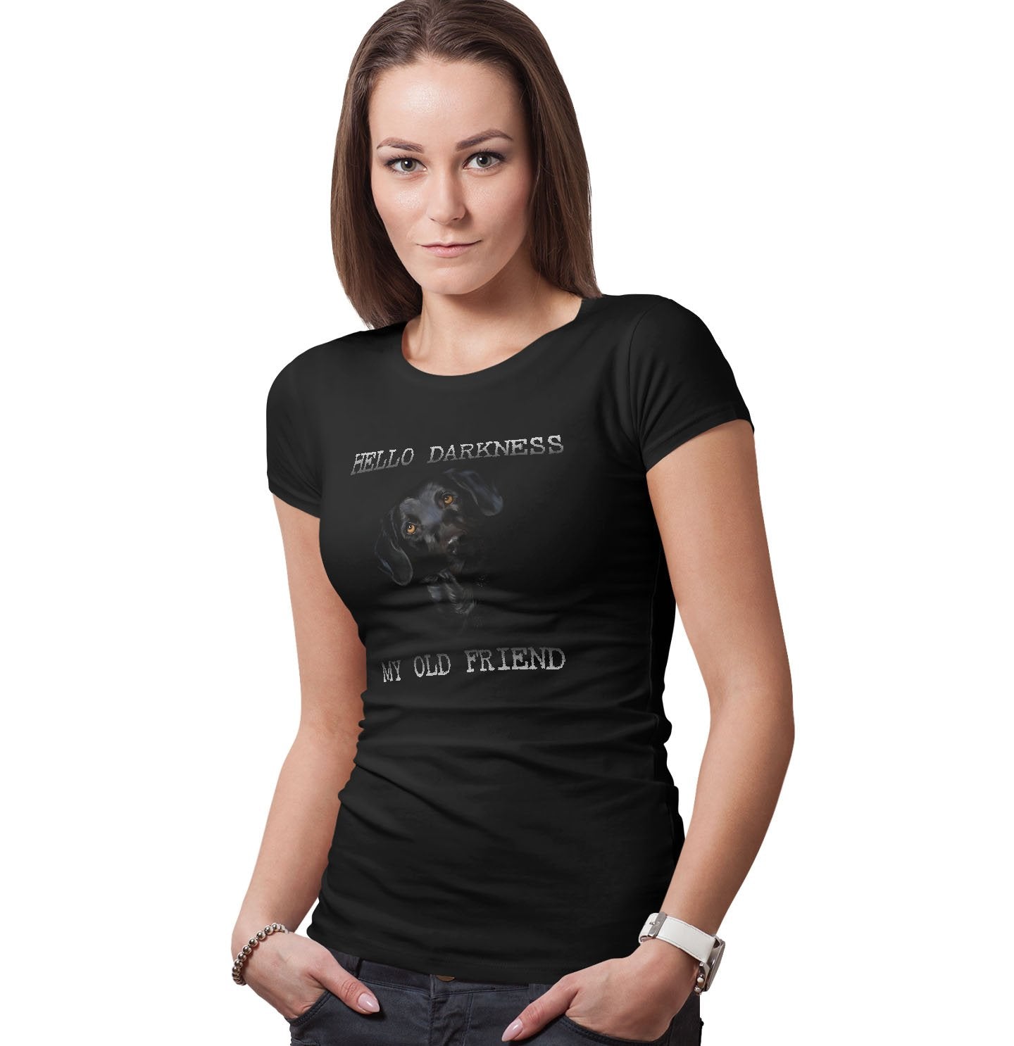 Hello Darkness My Old Friend - Black Lab - Women's Fitted T-Shirt