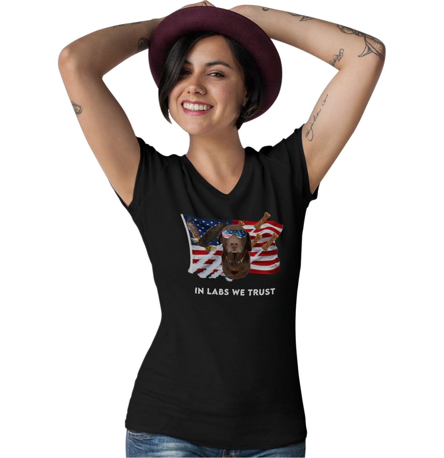 In Labs We Trust Chocolate | Ladies' V-Neck Shirt