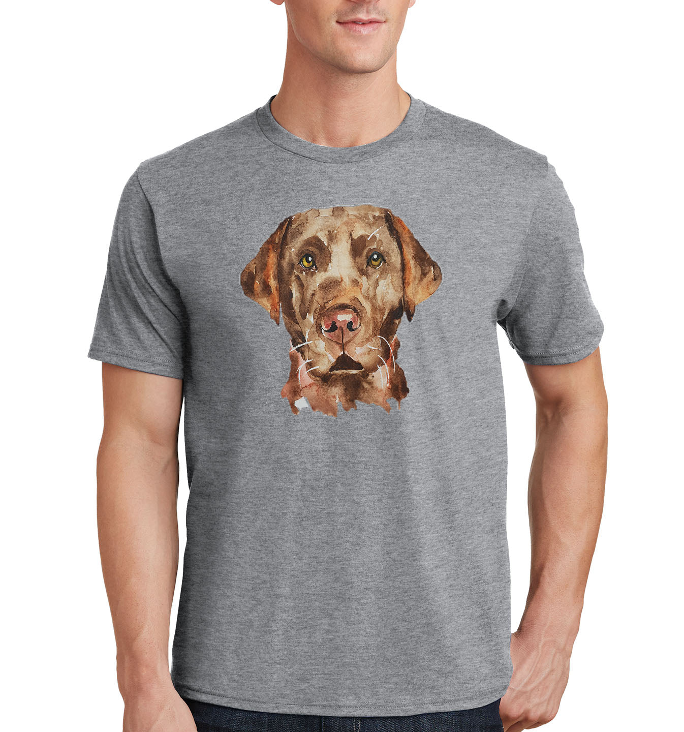 Chocolate Lab Face Watercolor - Adult Unisex T-Shirt