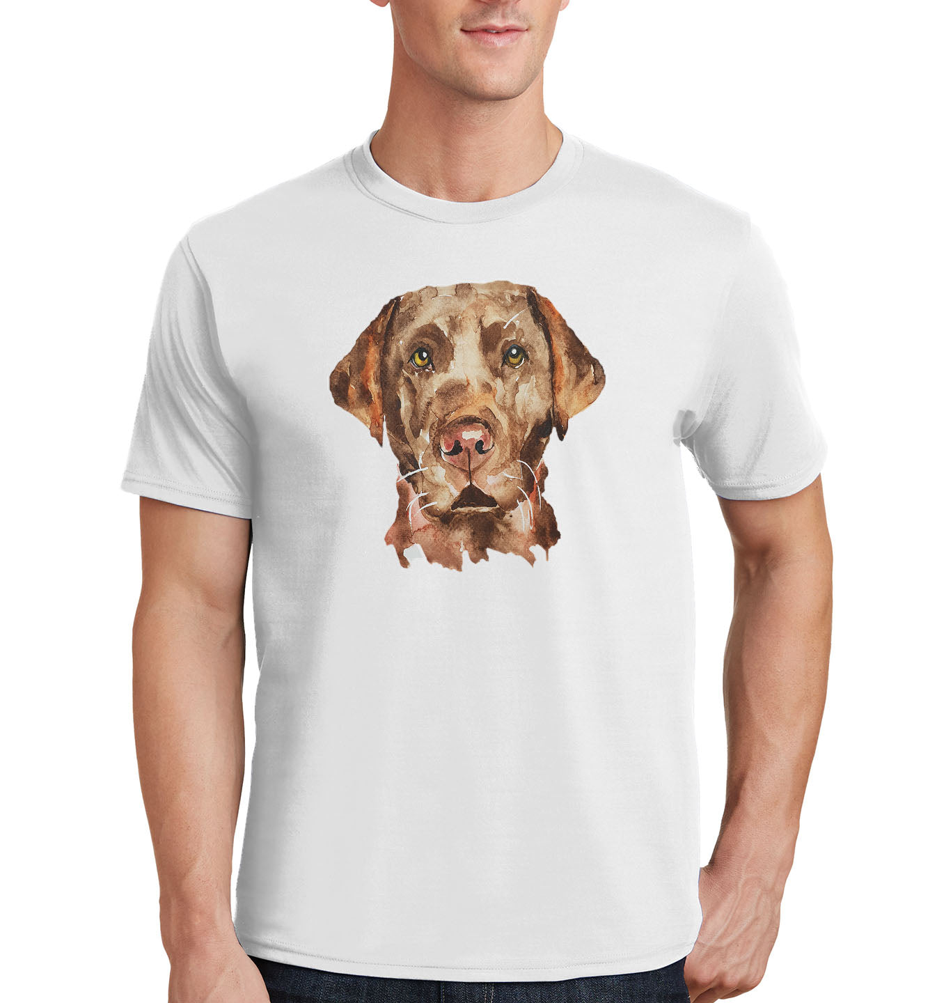 Chocolate Lab Face Watercolor - Adult Unisex T-Shirt