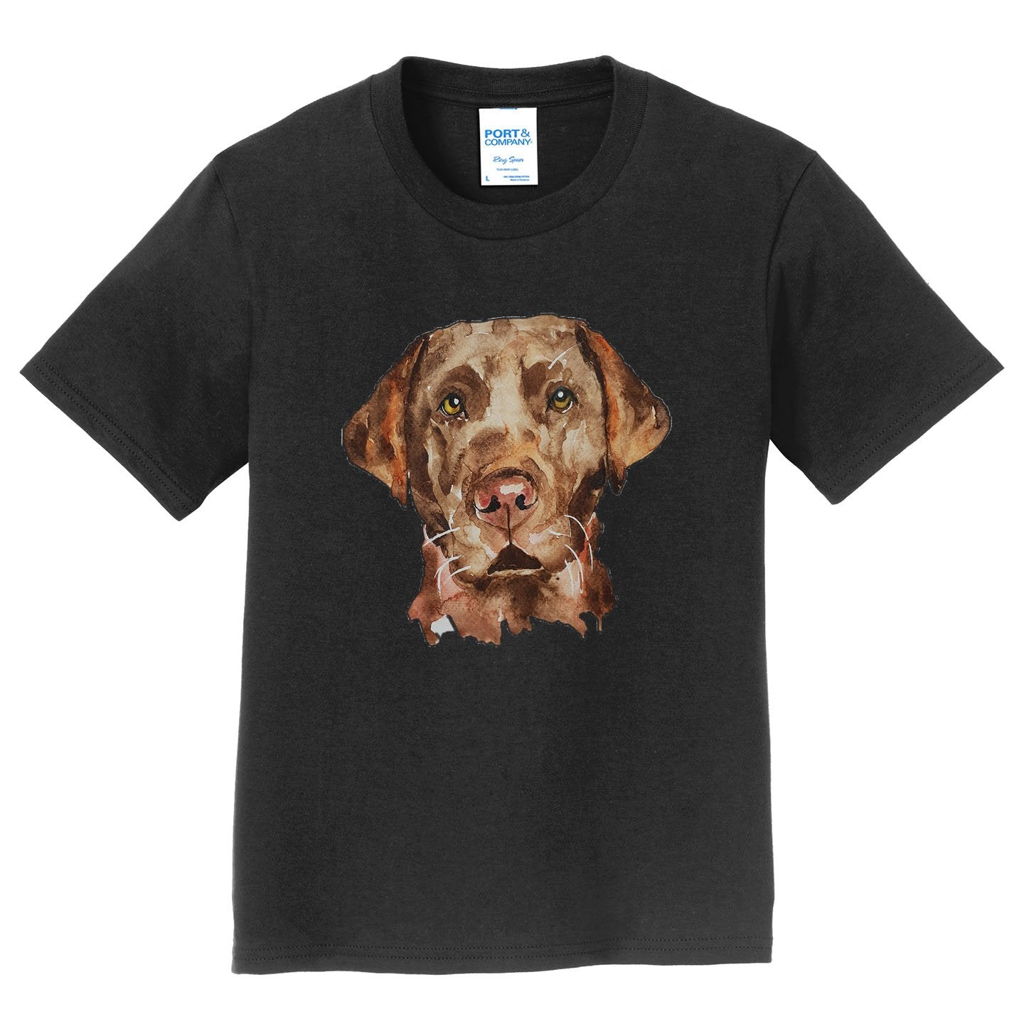 Chocolate Lab Face Watercolor - Kids' Unisex T-Shirt