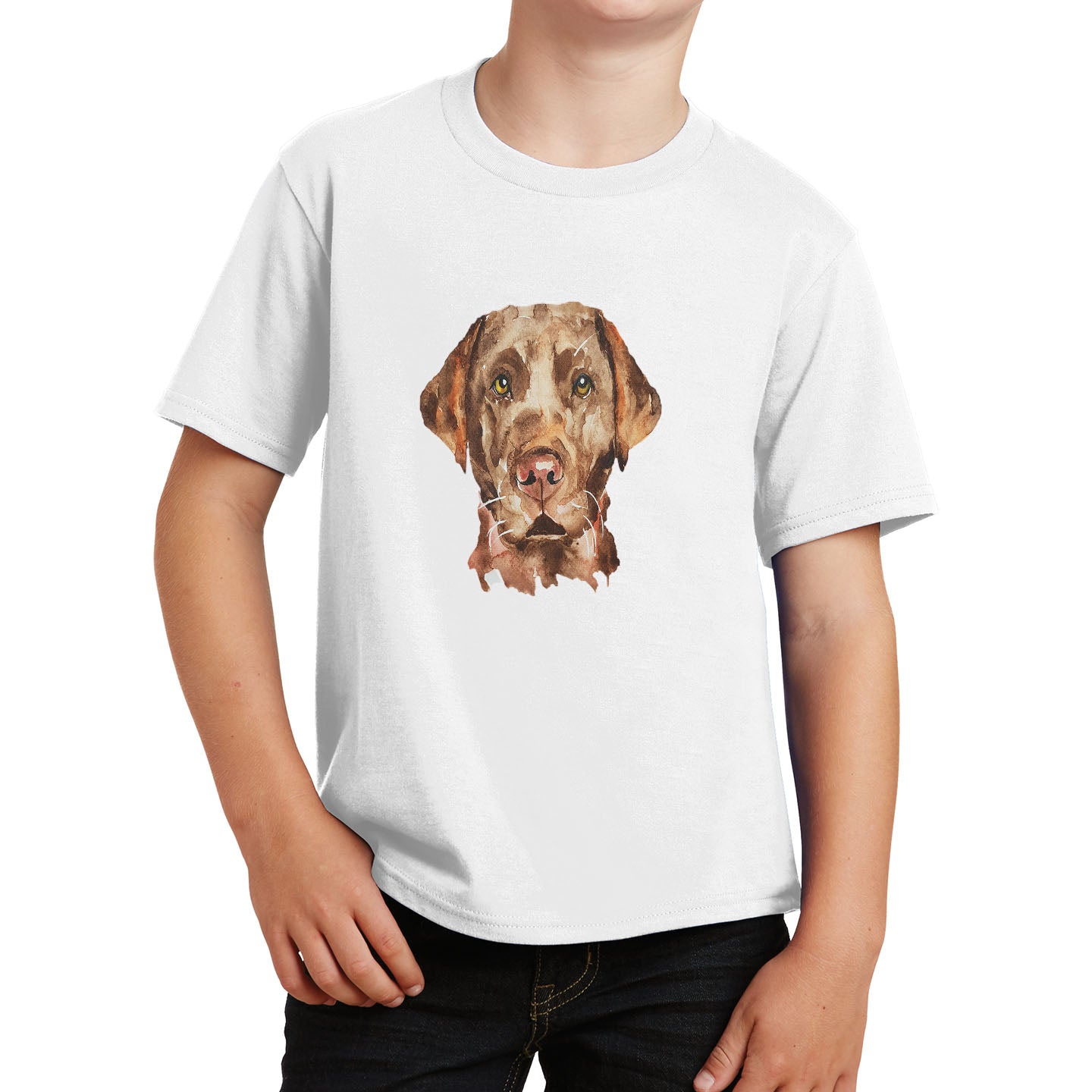 Chocolate Lab Face Watercolor - Kids' Unisex T-Shirt
