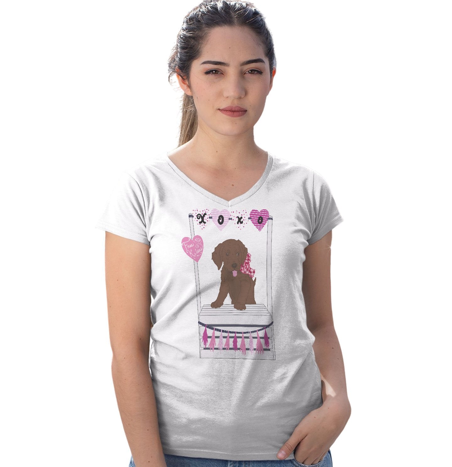 Kissing Booth Chocolate Lab - Women's V-Neck T-Shirt