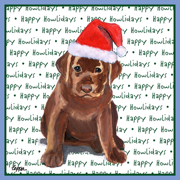 Chocolate Labrador Retriever Puppy Happy Howlidays Text - Women's Tri-Blend T-Shirt