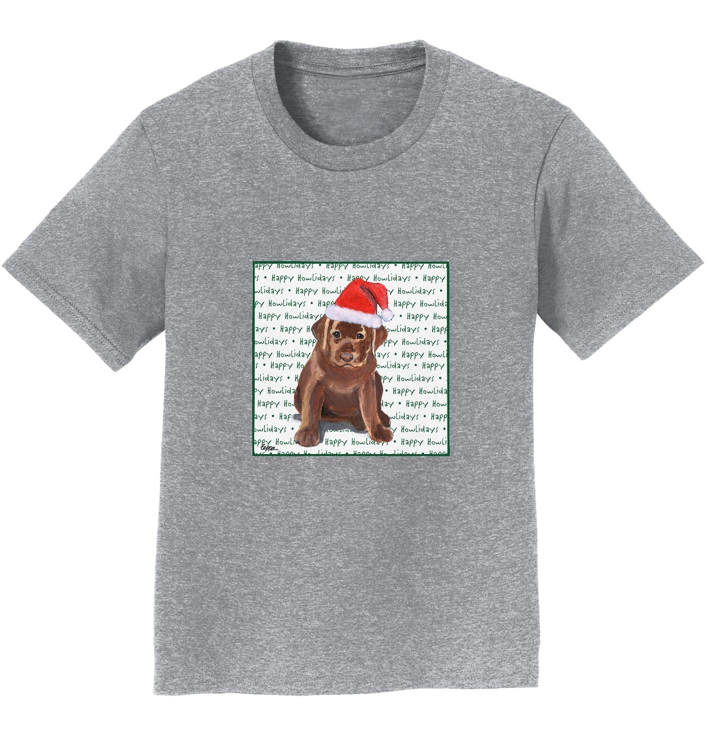 Chocolate Labrador Retriever Puppy Happy Howlidays Text - Kids' Unisex T-Shirt