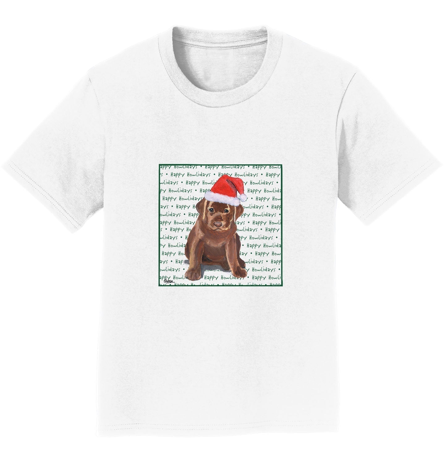 Chocolate Labrador Retriever Puppy Happy Howlidays Text - Kids' Unisex T-Shirt