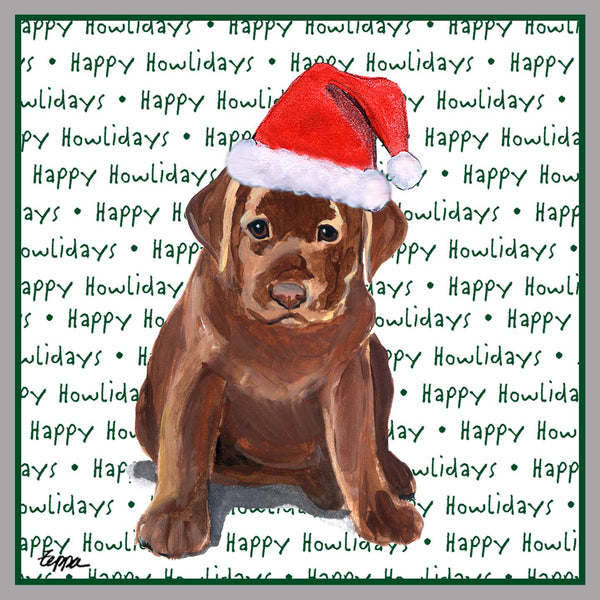 Chocolate Labrador Retriever Puppy Happy Howlidays Text - Adult Unisex Crewneck Sweatshirt