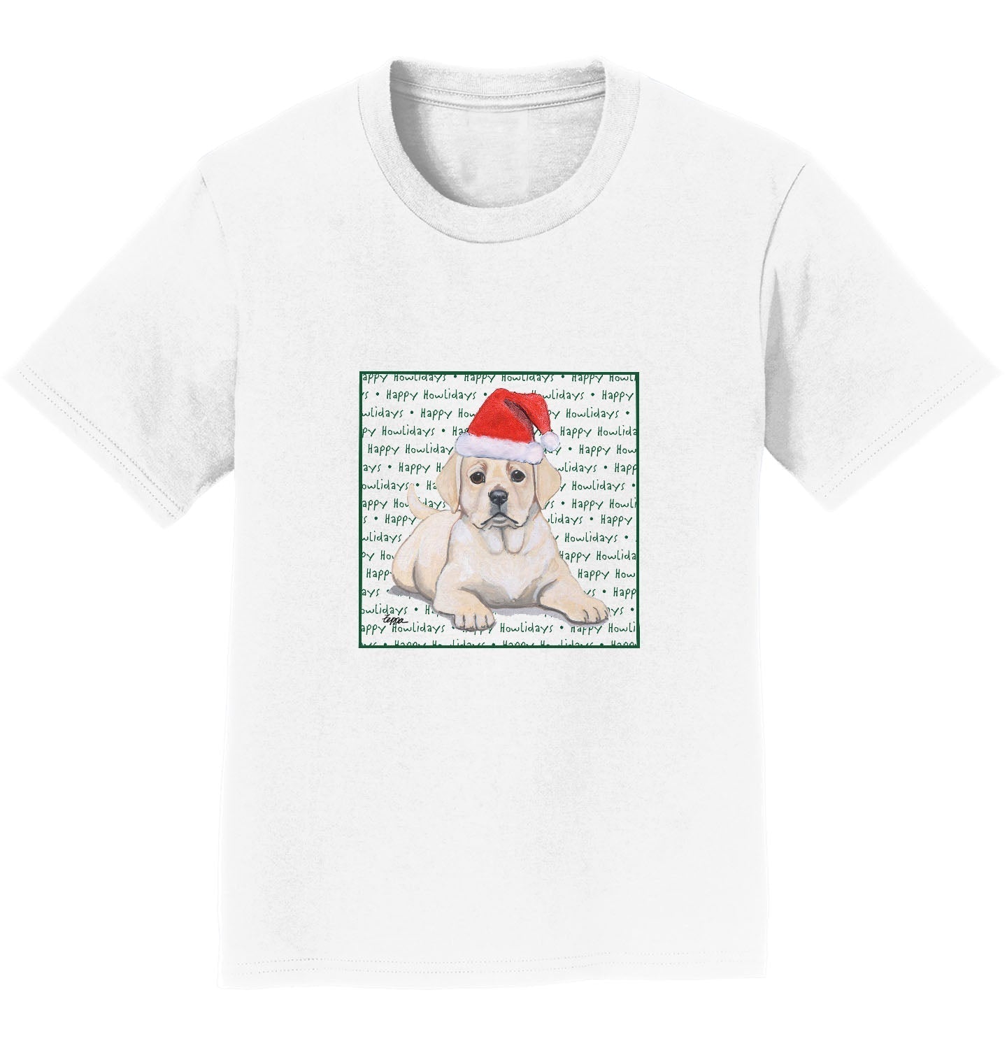 Yellow Labrador Retriever Puppy Happy Howlidays Text - Kids' Unisex T-Shirt