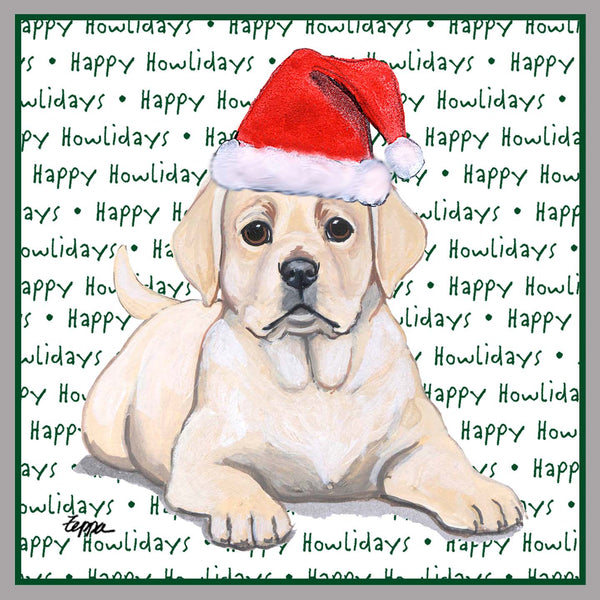 Yellow Labrador Retriever Puppy Happy Howlidays Text - Kids' Unisex Hoodie Sweatshirt