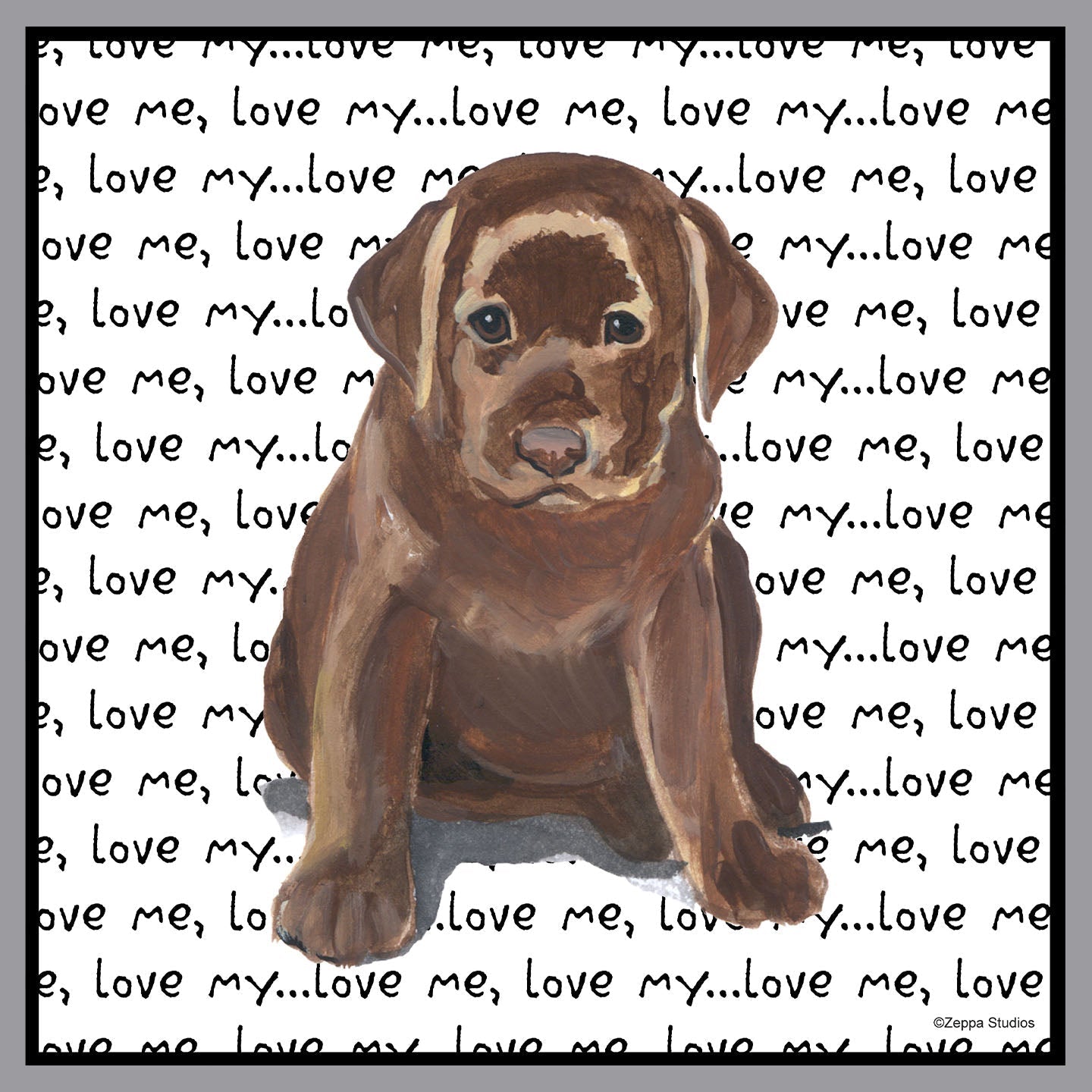 Chocolate Lab Puppy Love Text - Adult Unisex Crewneck Sweatshirt