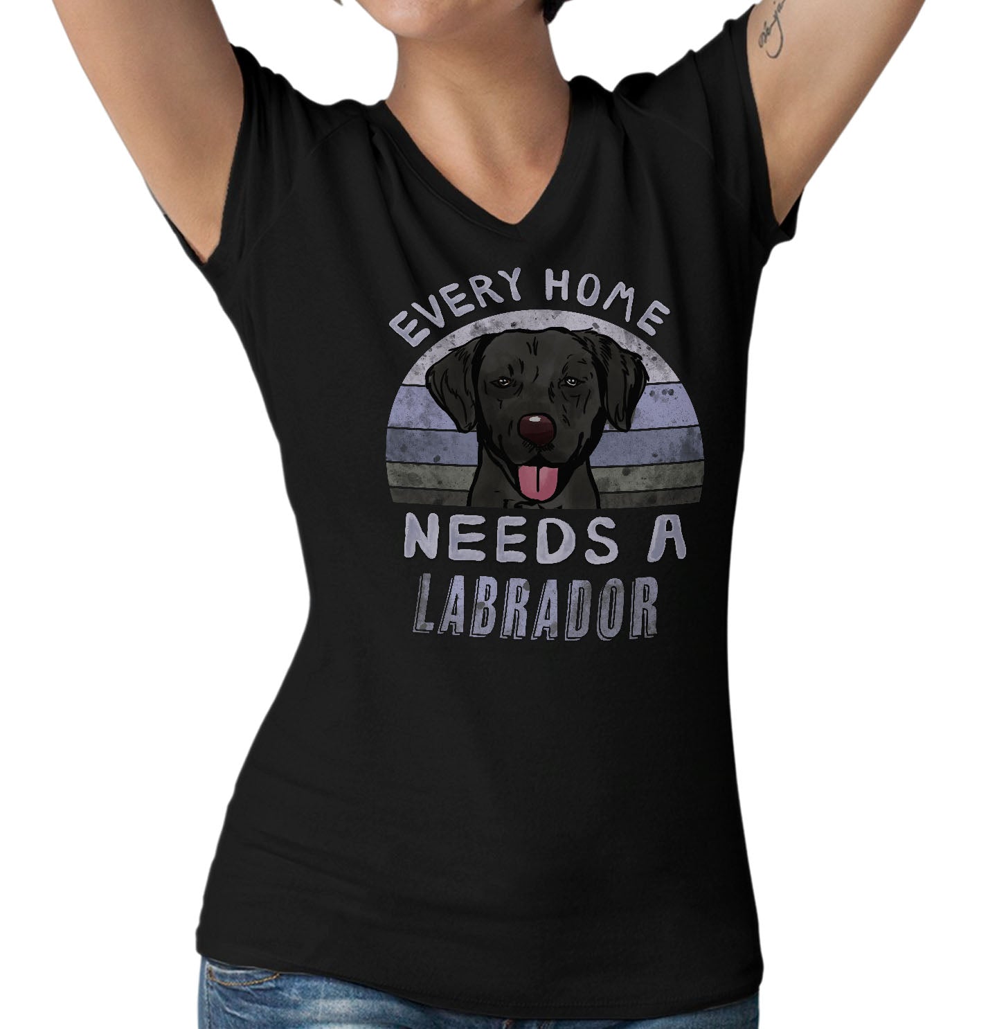 Every Home Needs a Labrador Retriever (Black) - Women's V-Neck T-Shirt