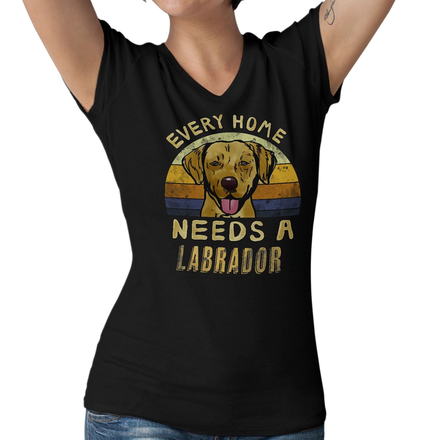 Every Home Needs a Labrador Retriever (Yellow) - Women's V-Neck T-Shirt