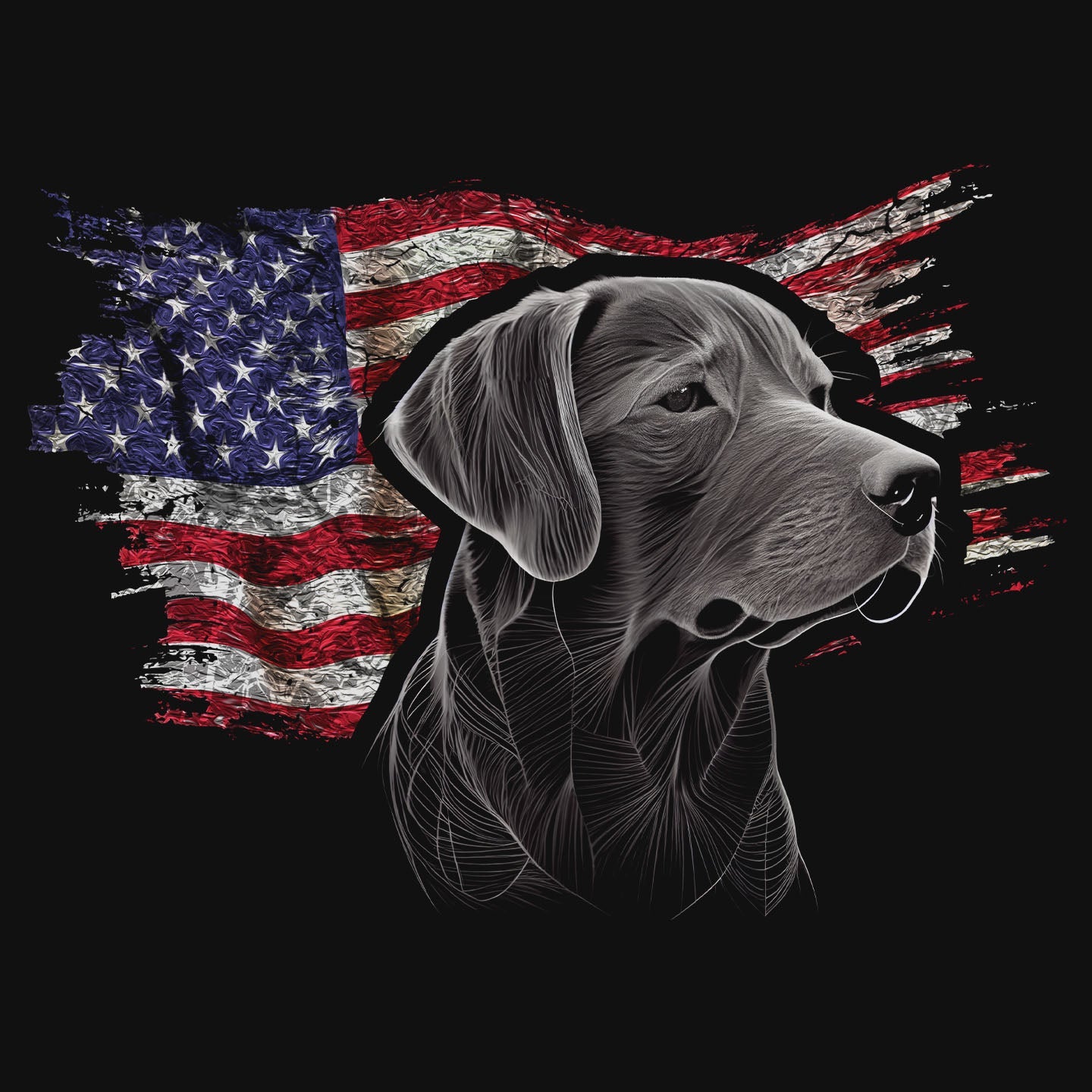 Patriotic Labrador Retriever 2 American Flag - Women's V-Neck T-Shirt
