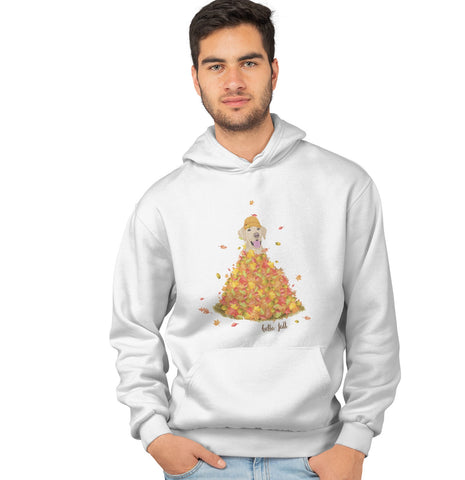 Leaf Pile and Yellow Lab - Adult Unisex Hoodie Sweatshirt