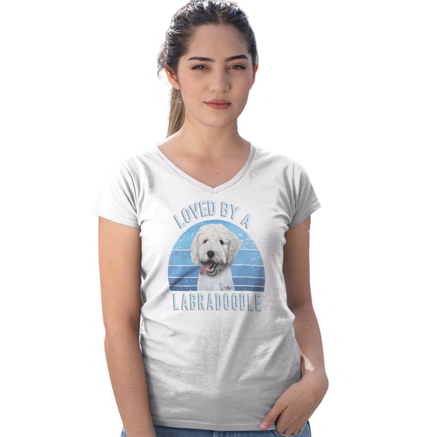 Loved By A Labradoodle - Women's V-Neck T-Shirt