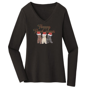 Happy Howlidays - Women's V-Neck Long Sleeve T-Shirt