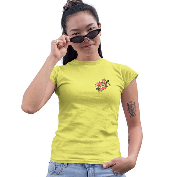 Dog Mom Heart - Pocket - Women's Fitted T-Shirt