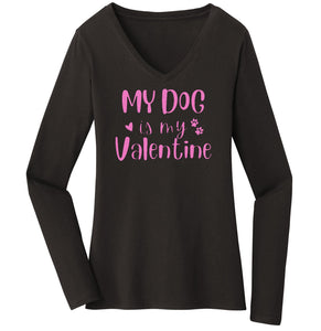 My Dog Valentine - Women's V-Neck Long Sleeve T-Shirt
