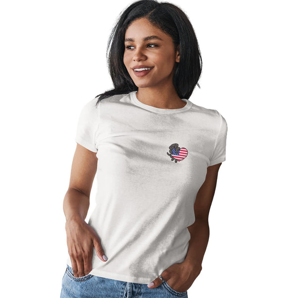 Black Lab USA Flag Heart Left Chest - Women's Fitted T-Shirt