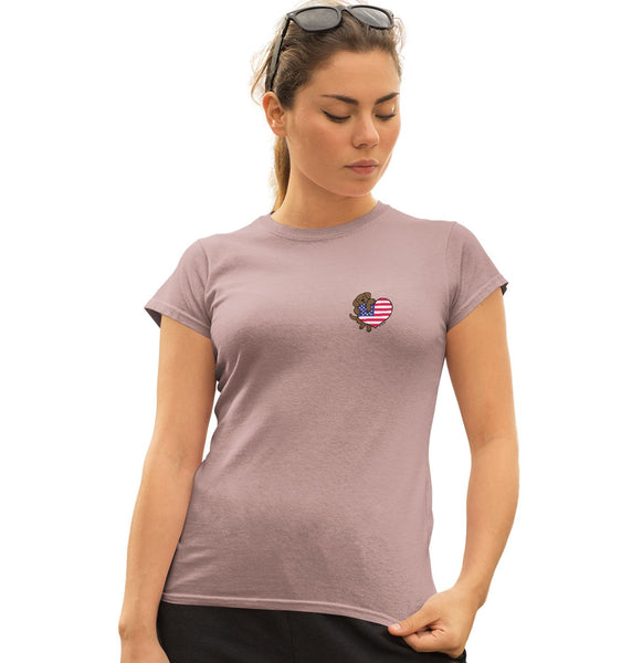 Chocolate Lab USA Flag Heart Left Chest - Women's Fitted T-Shirt