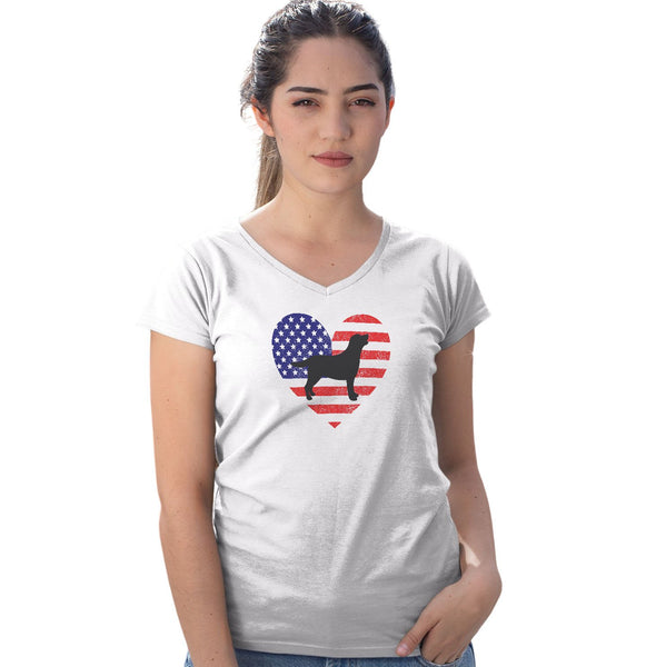 USA Flag Lab Silhouette - Women's V-Neck T-Shirt