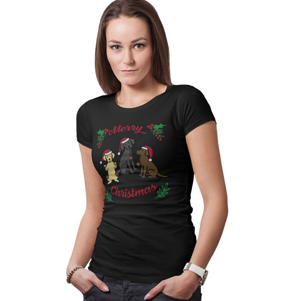 Merry Christmas 3 Labs - Women's Fitted T-Shirt