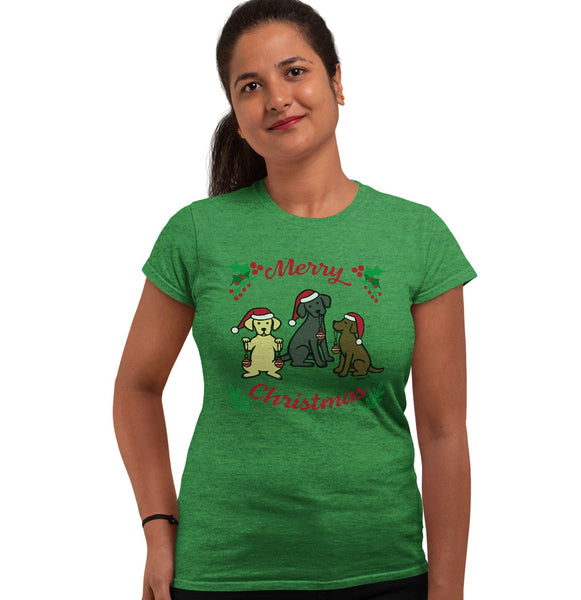 Merry Christmas 3 Labs - Women's Fitted T-Shirt