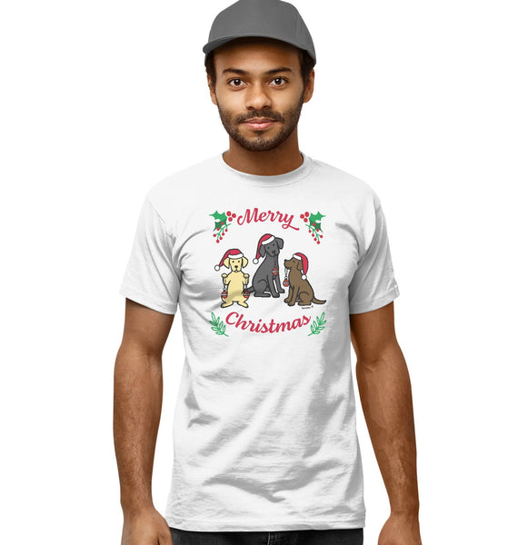Merry Christmas 3 Labs - Adult Unisex T-Shirt