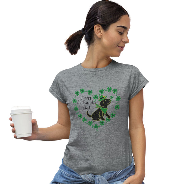 St. Patrick's Day Clover Heart Black Lab - Women's Fitted T-Shirt
