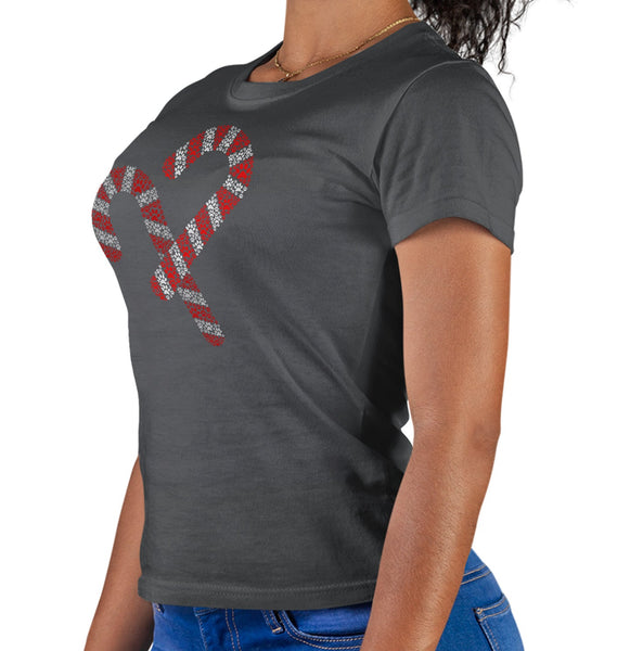 Paw Candy Cane - Women's Fitted T-Shirt