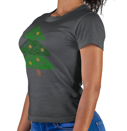 Paw Christmas Tree - Women's Fitted T-Shirt