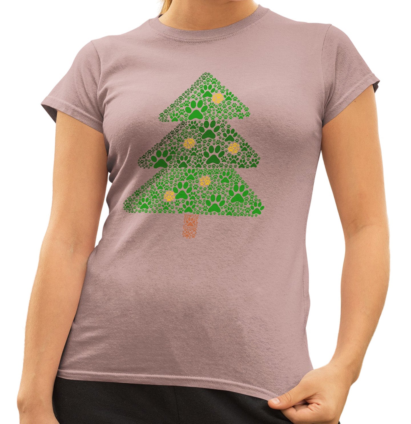 Paw Christmas Tree - Women's Fitted T-Shirt