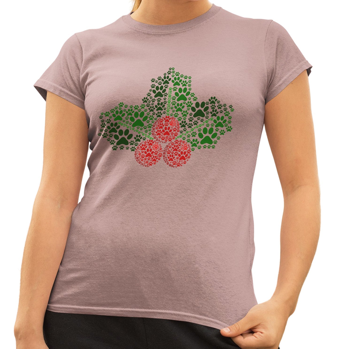 Paw Mistletoe - Women's Fitted T-Shirt