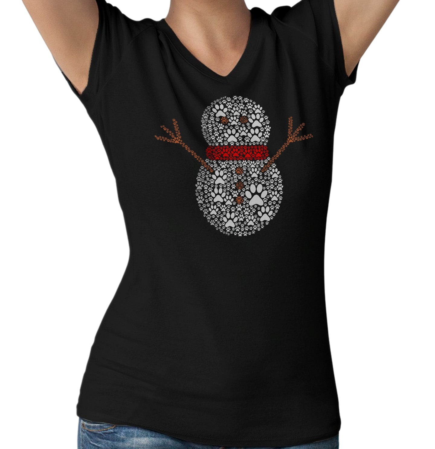 Paw Snowman - Women's V-Neck T-Shirt