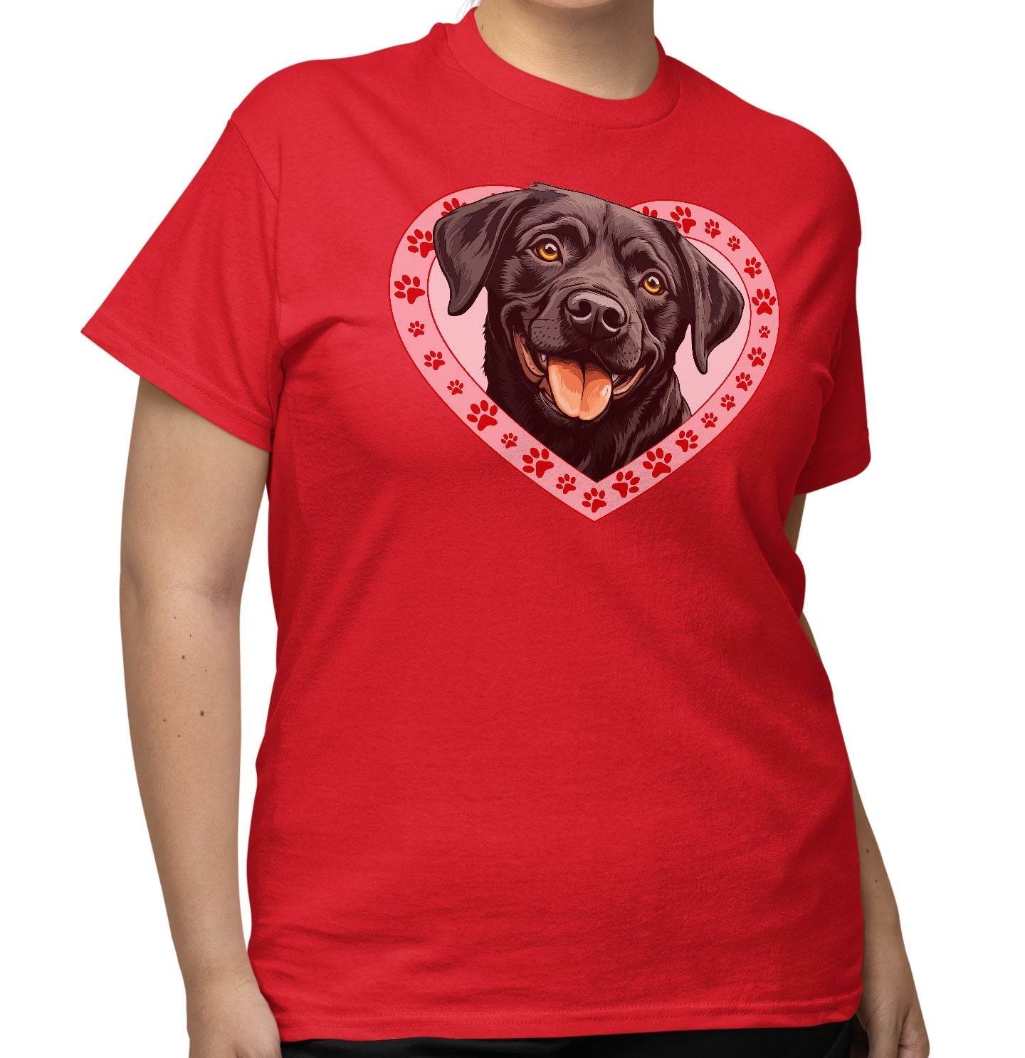 Labrador Retriever (Black) Illustration In Heart - Adult Unisex T-Shirt