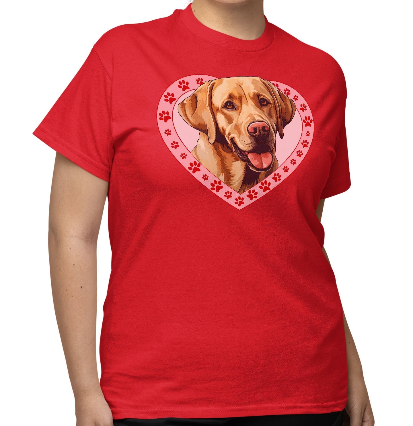 Labrador Retriever (Yellow) Illustration In Heart - Adult Unisex T-Shirt