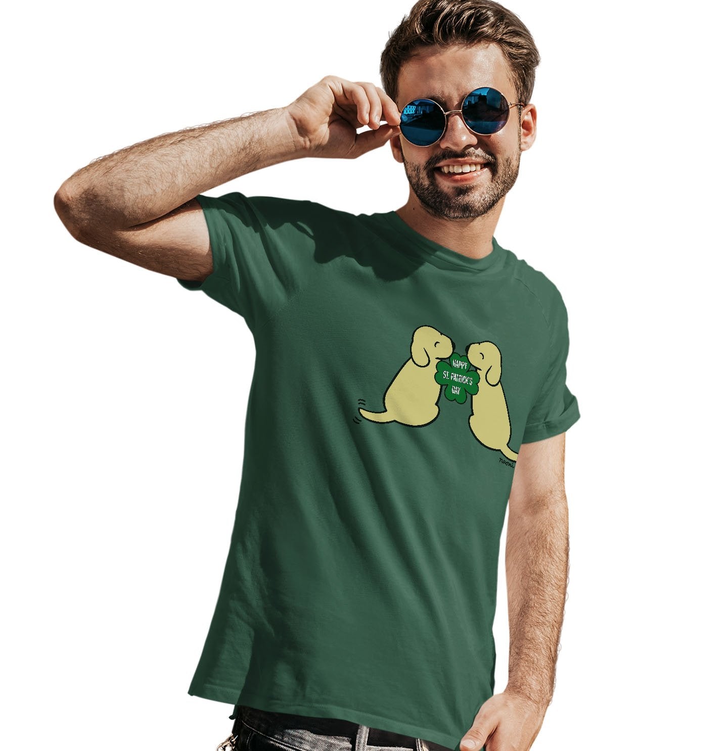 Happy St. Patrick's Day Yellow Lab Puppies - Adult Unisex T-Shirt