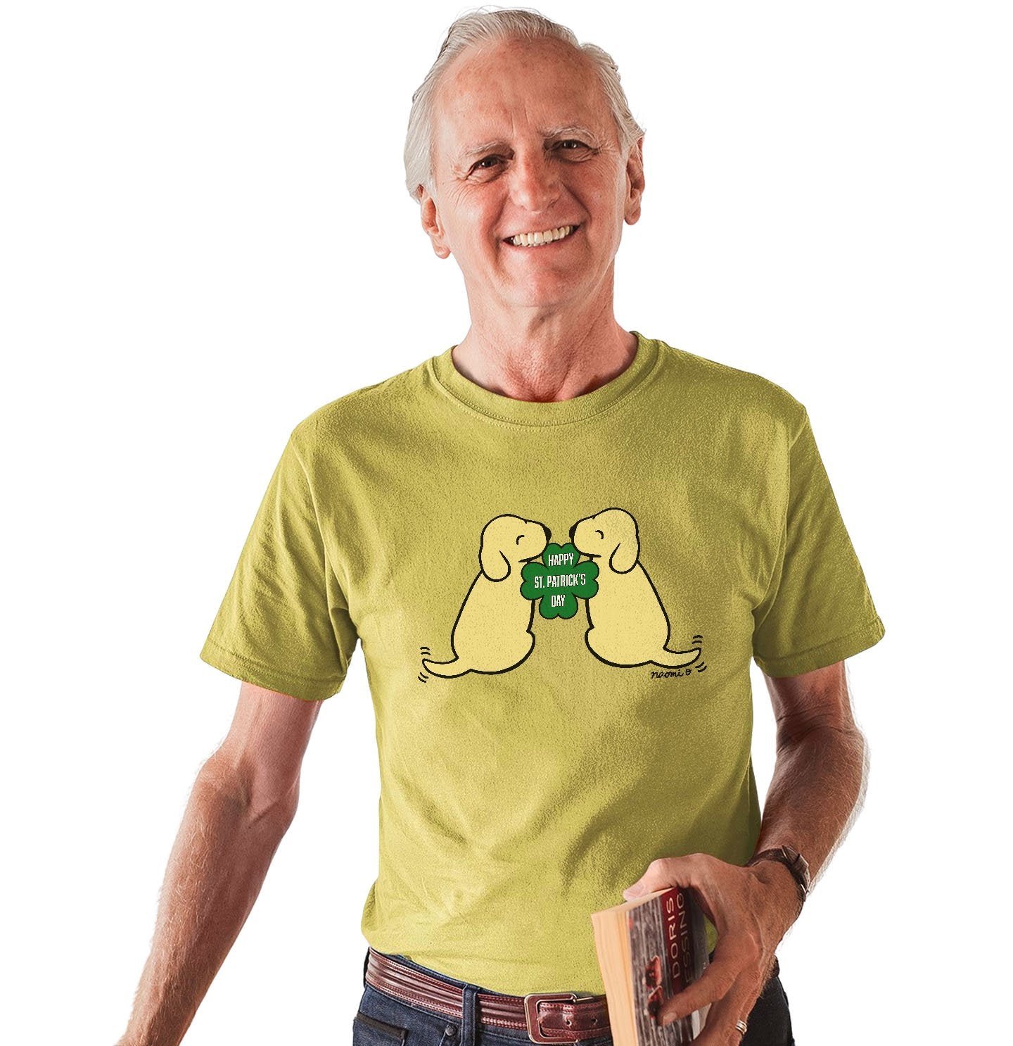 Happy St. Patrick's Day Yellow Lab Puppies - Adult Unisex T-Shirt