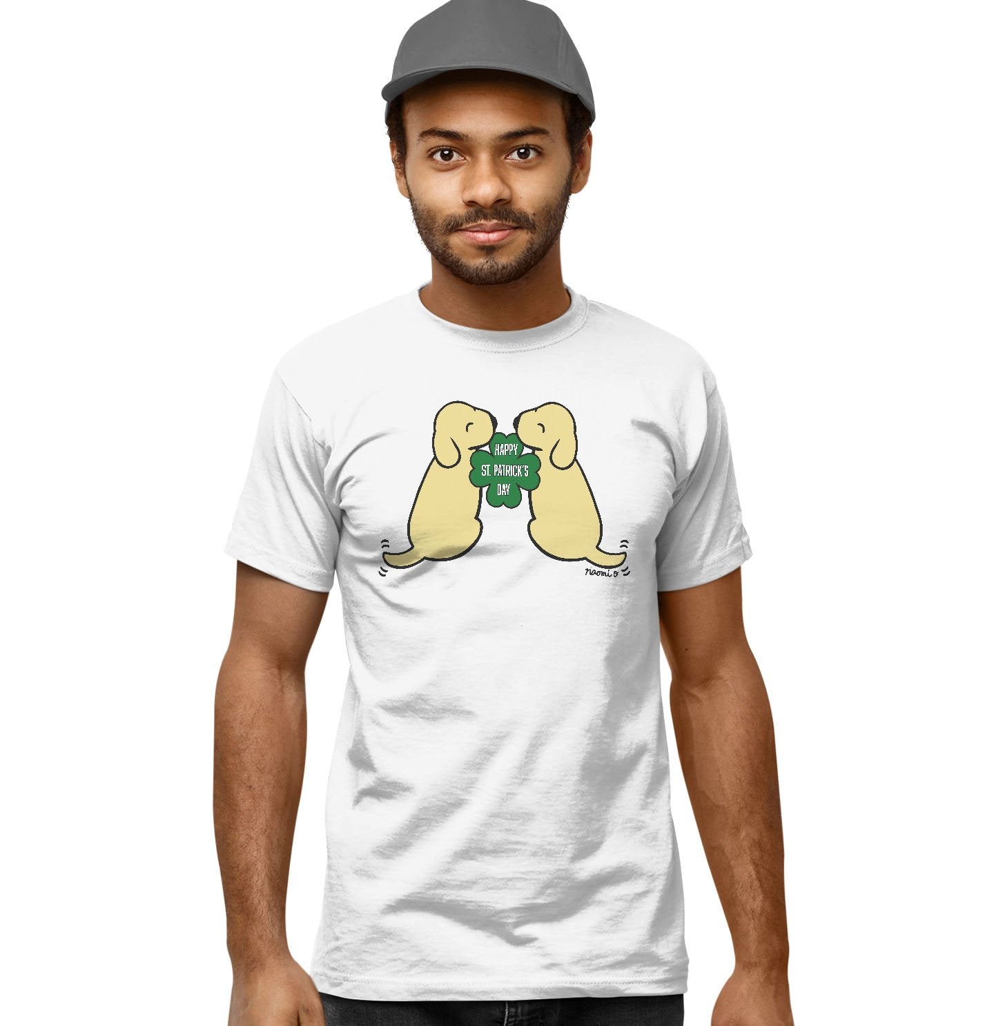 Happy St. Patrick's Day Yellow Lab Puppies - Adult Unisex T-Shirt