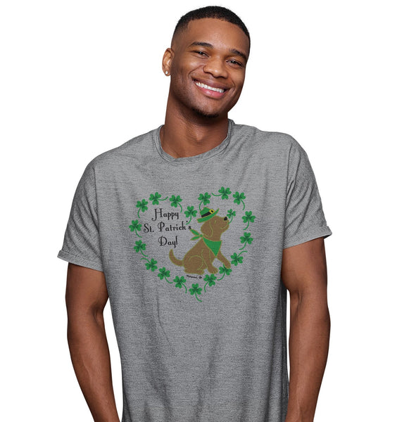St. Patrick's Day Clover Heart Chocolate Lab - Adult Unisex T-Shirt