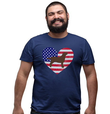 USA Flag Chocolate Lab Silhouette - Tee Shirt