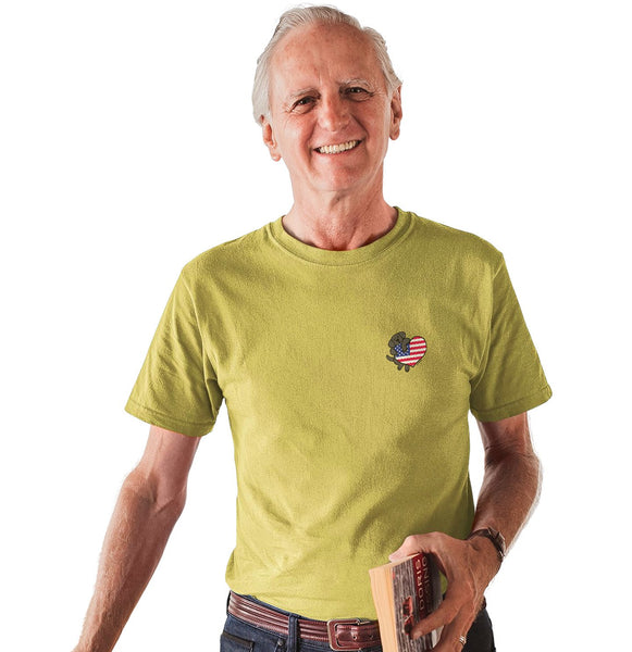 Black Lab USA Flag Heart Left Chest - Adult Unisex T-Shirt