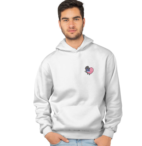 Black Lab USA Flag Heart Left Chest - Adult Unisex Hoodie Sweatshirt