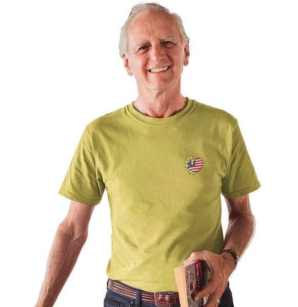 Yellow Lab USA Flag Heart Left Chest - Adult Unisex T-Shirt