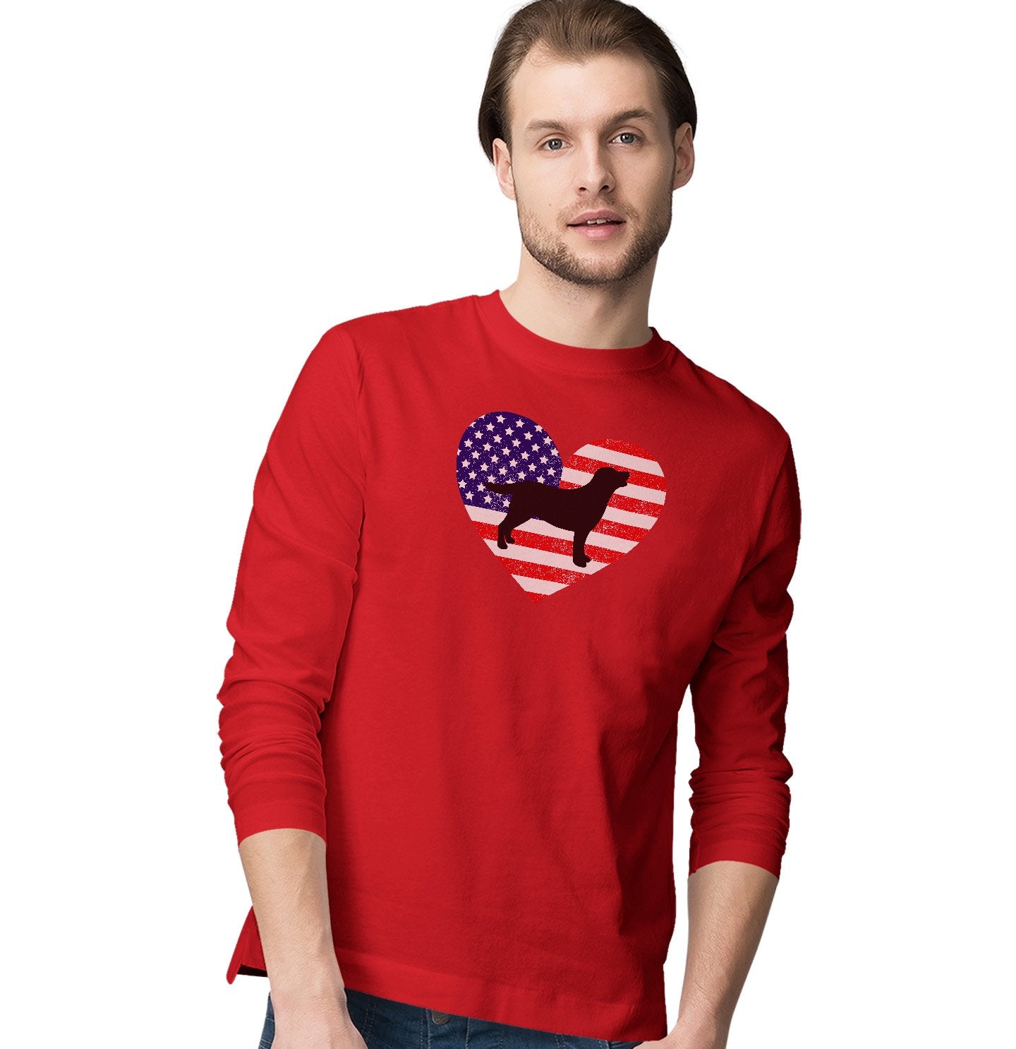 USA Flag Lab Silhouette - Adult Unisex Long Sleeve T-Shirt