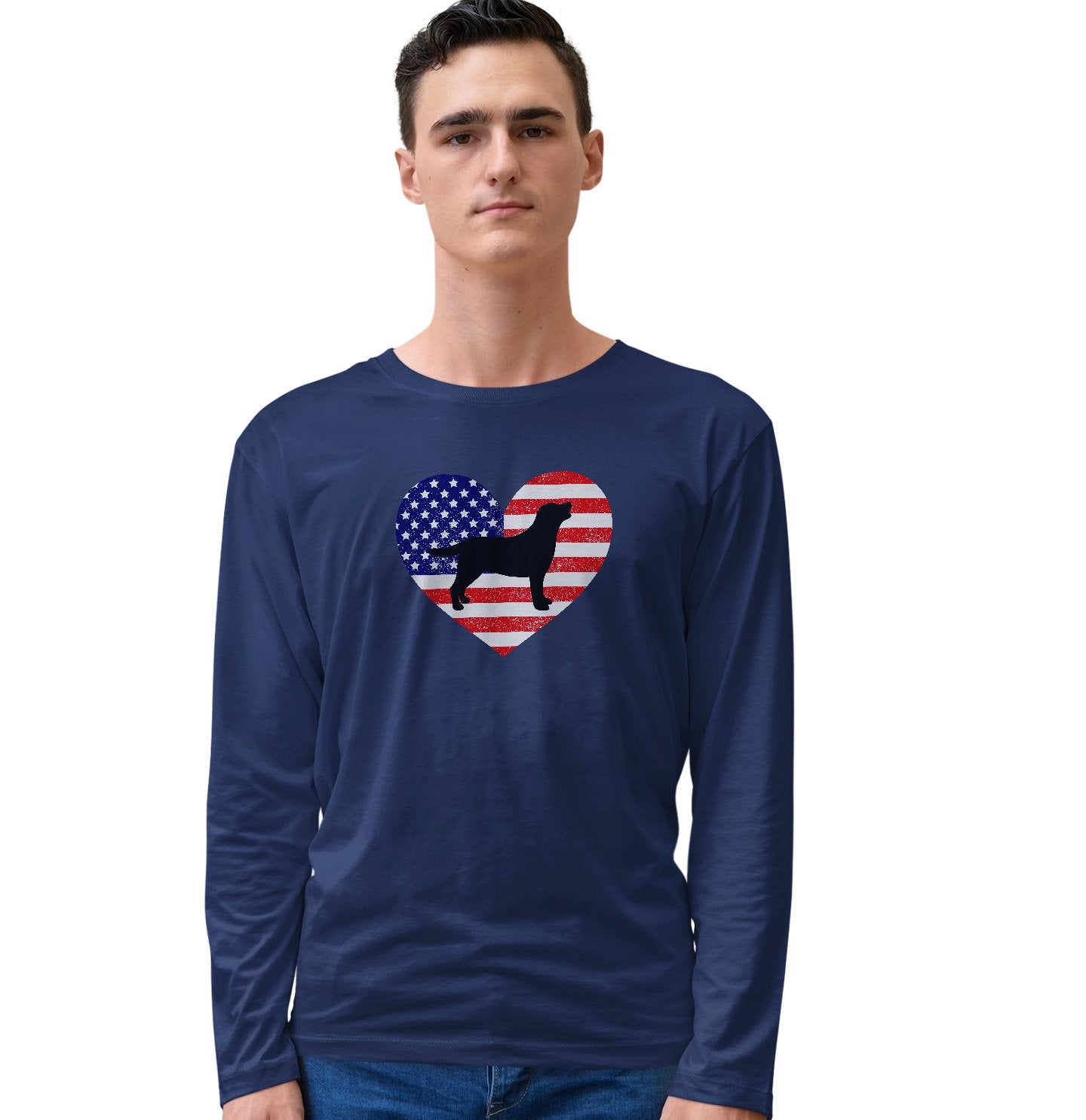 USA Flag Lab Silhouette - Long Sleeve T-Shirt