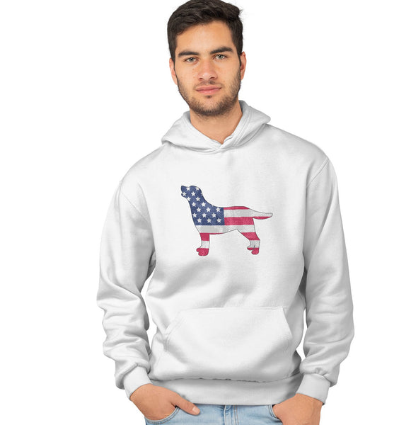USA Flag Pattern Lab Silhouette - Adult Unisex Hoodie Sweatshirt