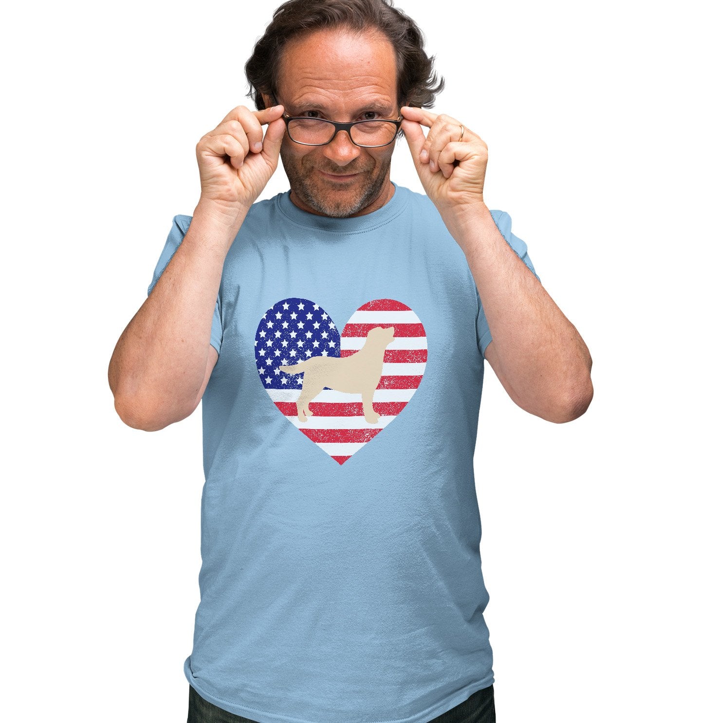 USA Flag Yellow Lab Silhouette - Adult Unisex T-Shirt